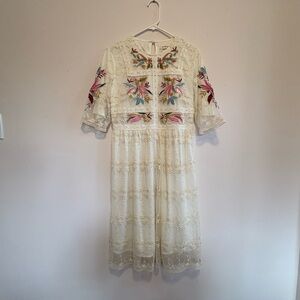 Embroidered Cream Dress
